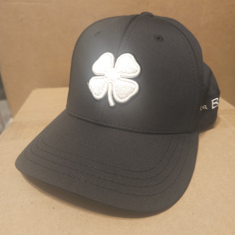 Black Baseball Cap with Silver Clover